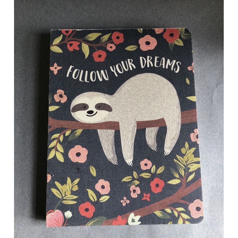 Studio Oh! Sloth Follow Your Dreams Gray Hardcover Bound Journal 192 Pages NWOT